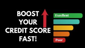 Mark Roemer image of the words boost your credit score along with a color coding for bad and good credit