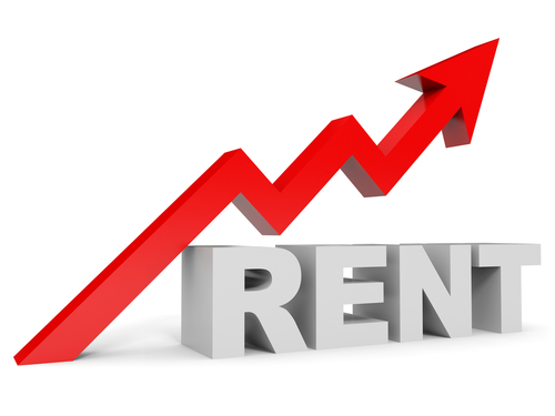 Mark Roemer image of the word rent and an arrow indicating rising prices